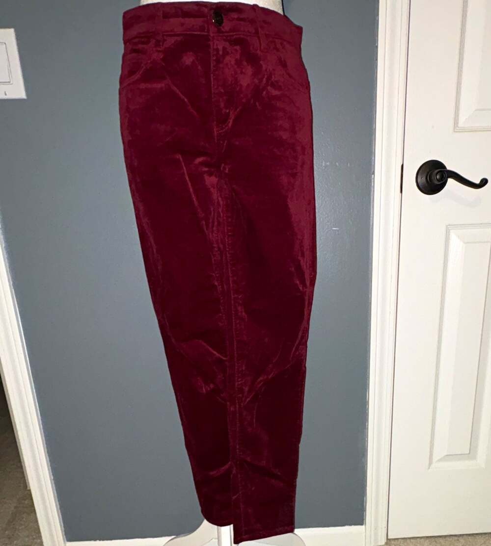 LOFT Modern size 27 Burgundy Velvet Skinny Pants Slim Stretch Pockets 28" Inseam
